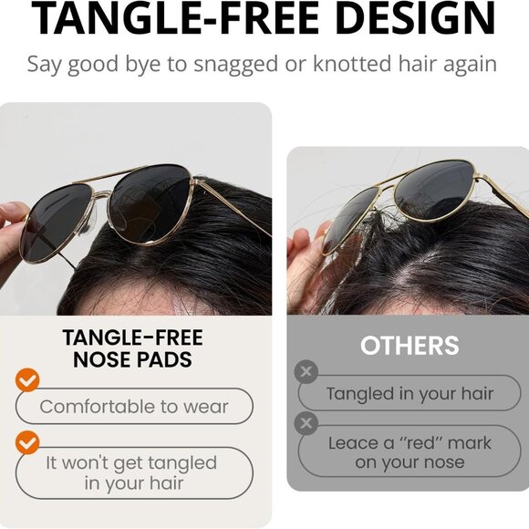 Polarized Aviator Sunglasses Tangle-Free UV Protection for Men Women Outdoor - Picture 3 of 5